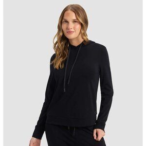 Cozy Earth Brushed Bamboo Hoodie Black Drawstring Pullover Size Small